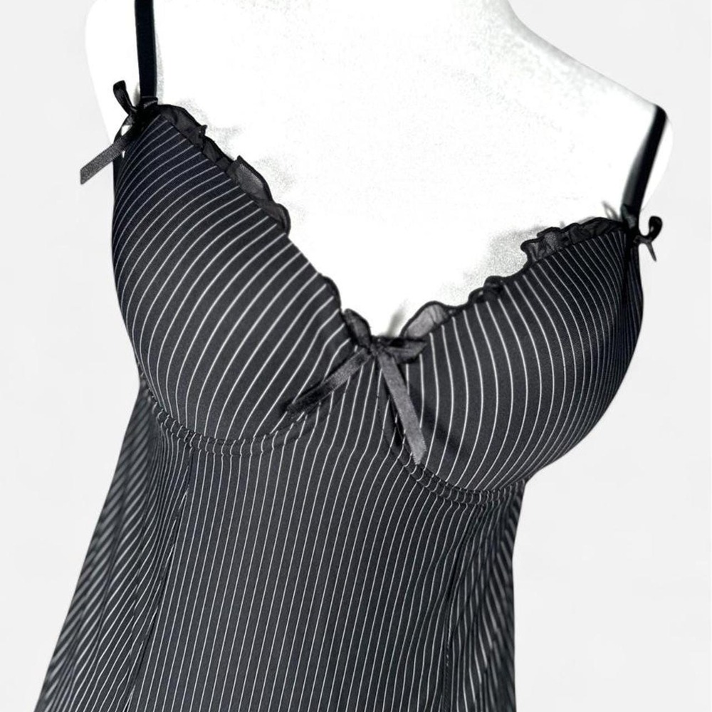 Vintage Y2K Baby Doll Chemise Slip Dress, La Vie en Rose, Pin Stripe, Size M - Picture 2 of 6